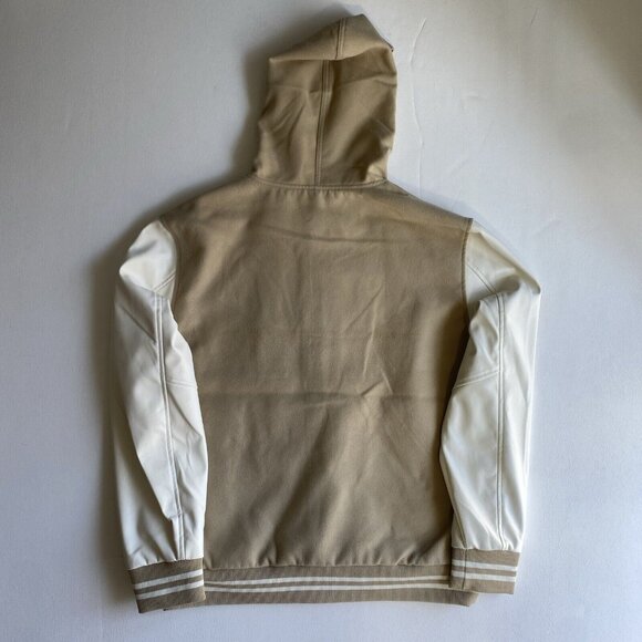 NEW True Religion Jacket Varsity Budda Men Tan White Hood Fwux‎ Leather size L - Picture 7 of 7
